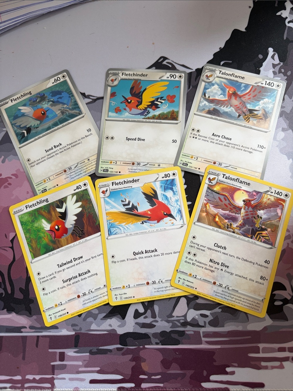 Fletchling Fletchinder Talonflame Evolution Lot | Evolving Skies + Stellar Crown